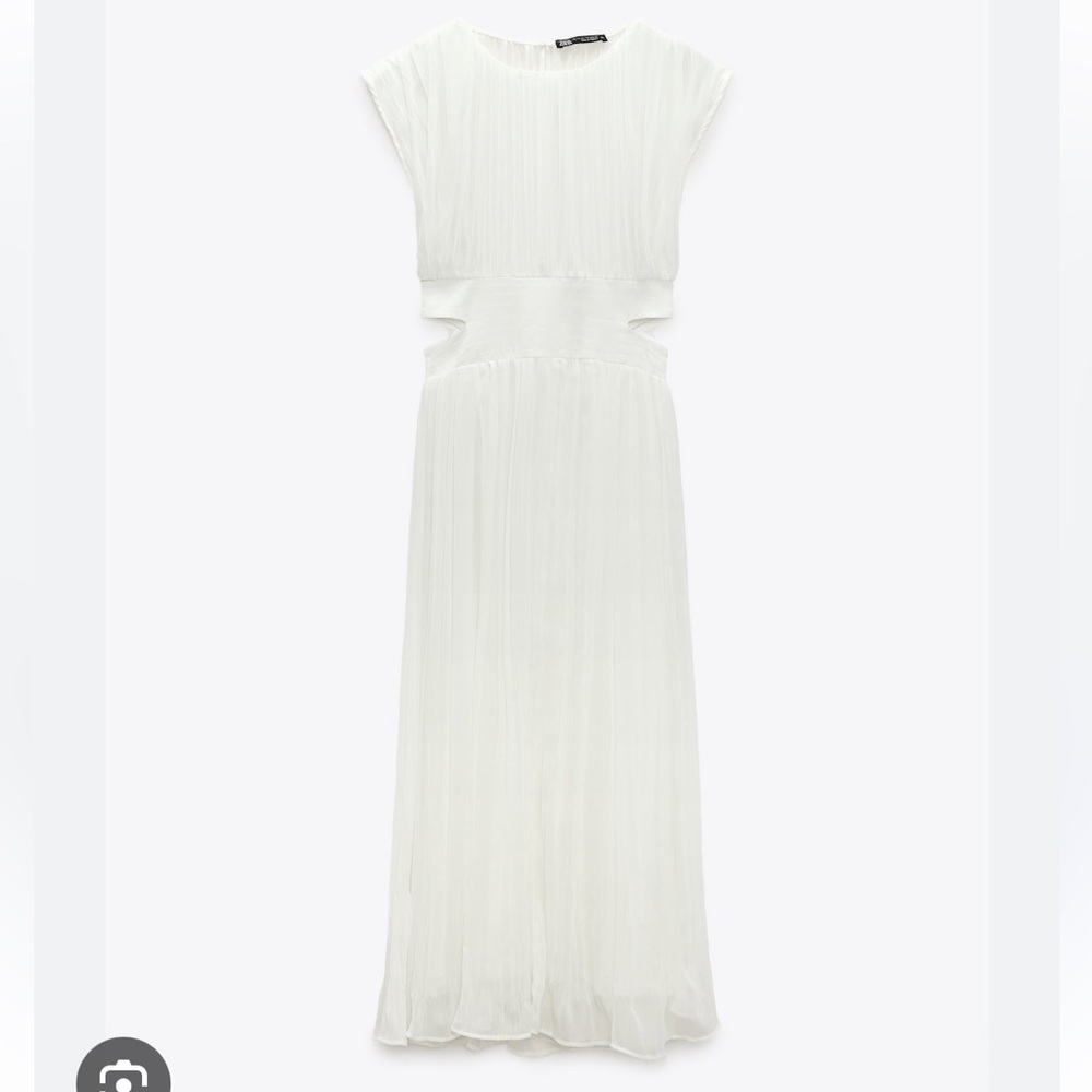 ZARA CUT OUT PLEATED MIDI DRESS - Picture 3 of 8